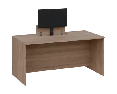 PLVM 18 - 16 stůl kancelářský s výsuvem (1x) monitoru, dřevěná podnož, deska 18 mm, široký 1600 mm, dub bardolino